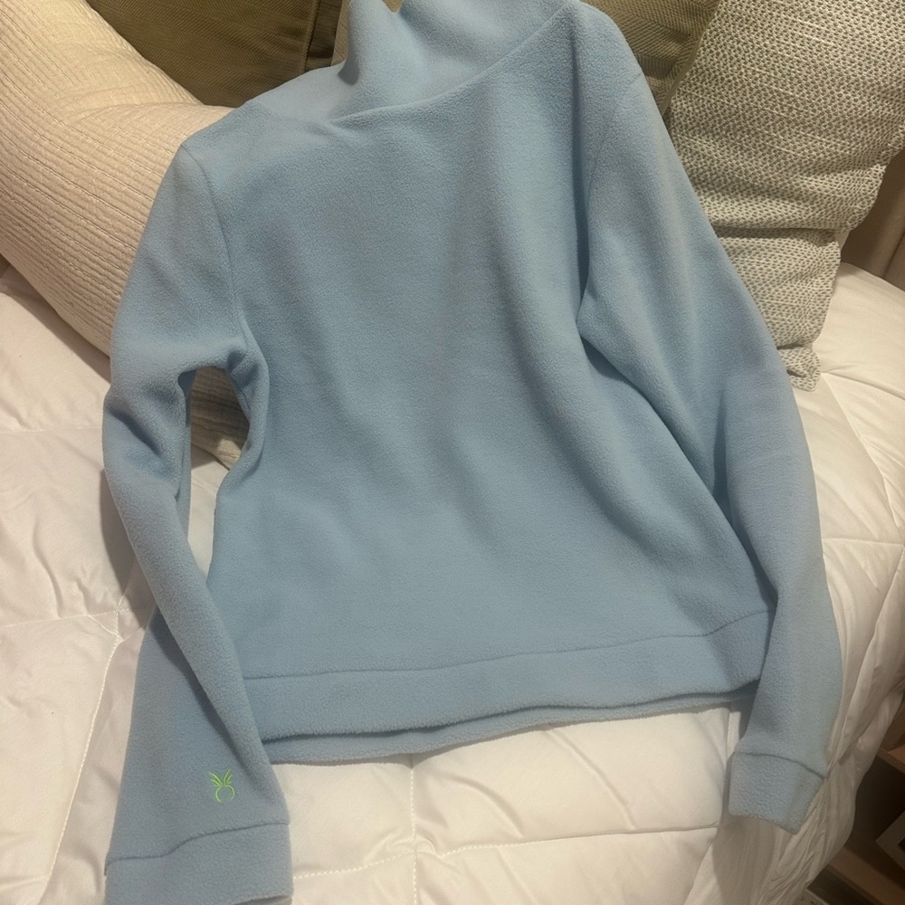 Dudley Stephens Park Slope Turtleneck Sweater Ice Blue Vello Fleece sz S